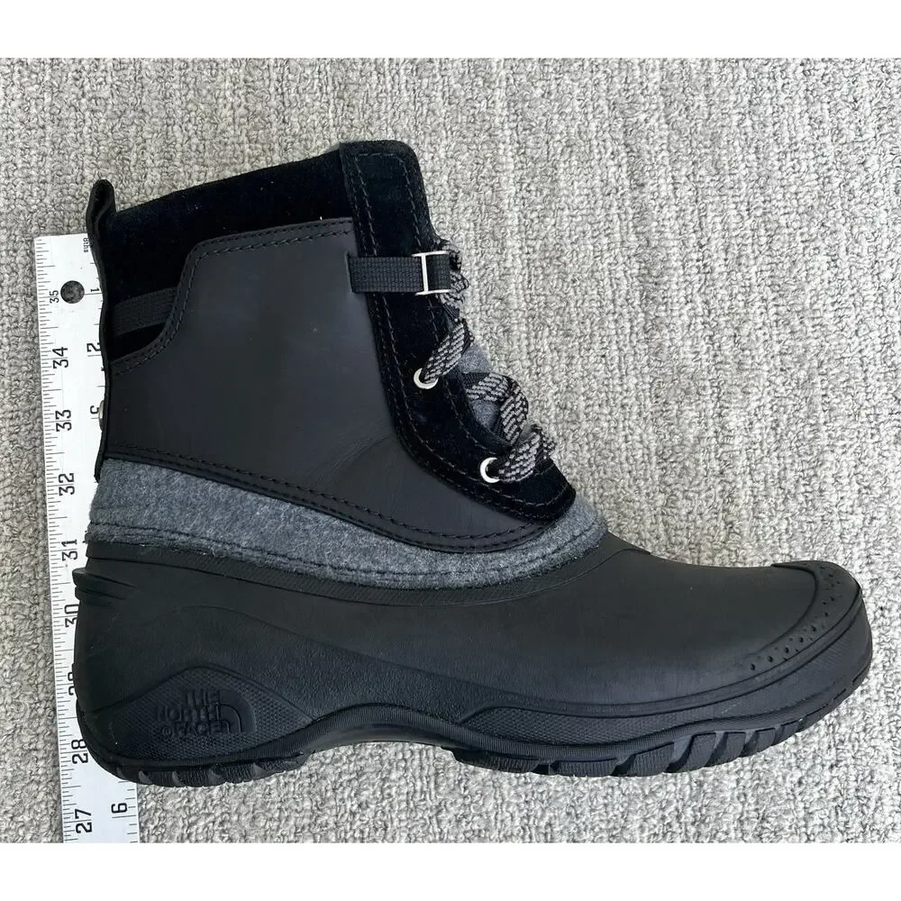 The North Face Shellista III Shorty Black Leather Boots Women's Size 8.5 US NEW